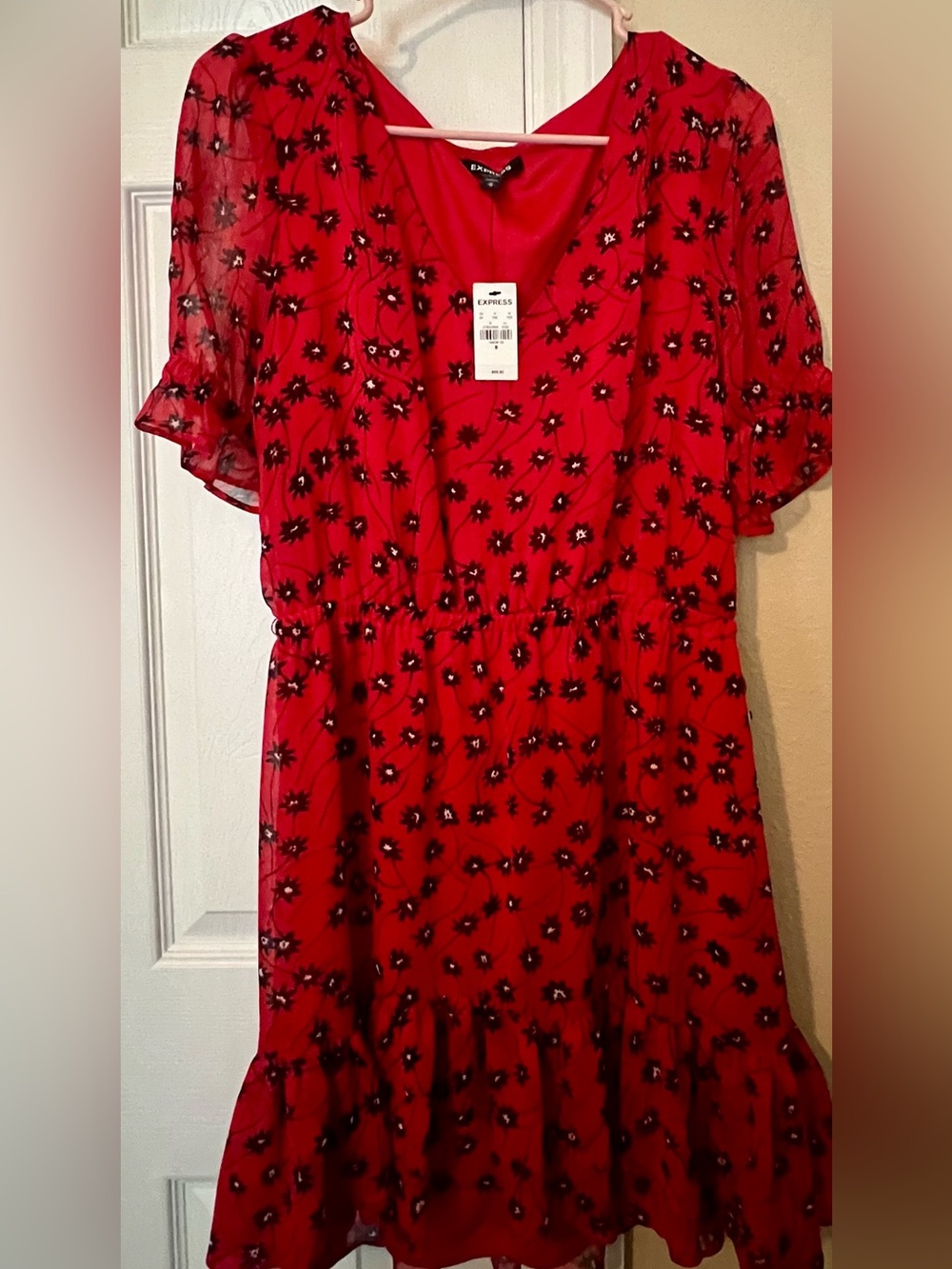Express Kids Red Floral Overlay Dress